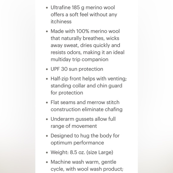 REI Co-Op Merino 185 Long Sleeve 1/2 Zip Base Layer Top In Smoked Paprika M - Picture 15 of 16